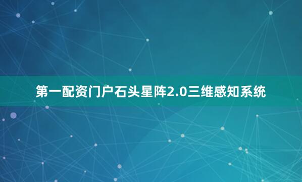 第一配资门户石头星阵2.0三维感知系统
